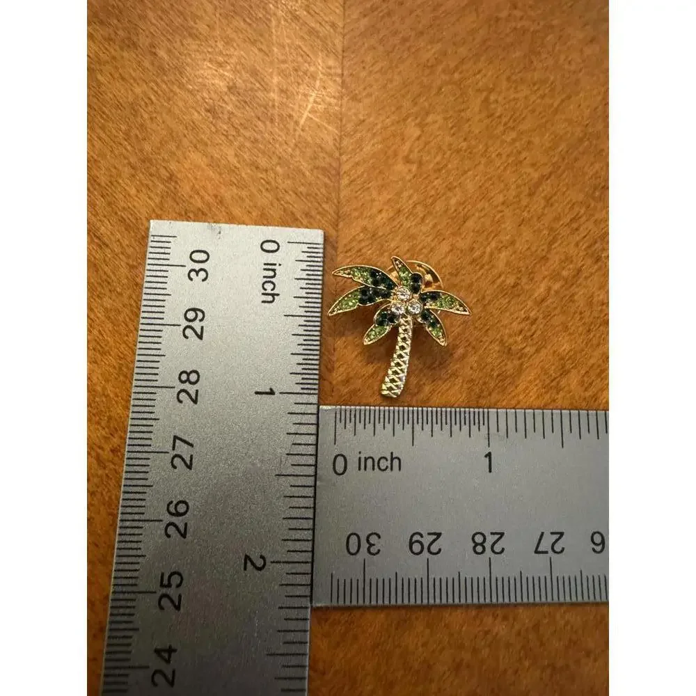 Palm Tree Rhinestone Brooch Pin